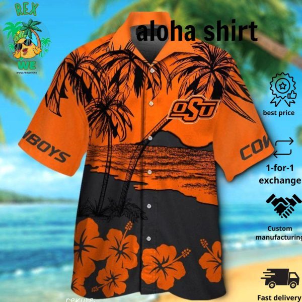 Oklahoma State Cowboys Short Sleeve Button Up Tropical Hawaiian Shirt VER012