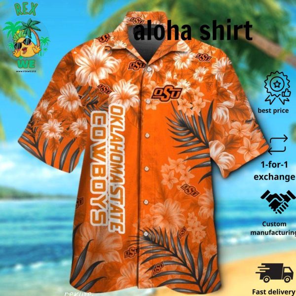 Oklahoma State Cowboys Short Sleeve Button Up Tropical Hawaiian Shirt VER07