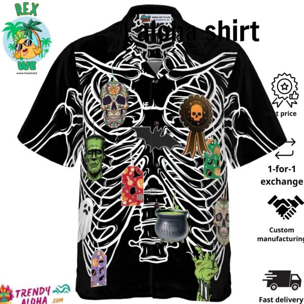 Skeleton Decorate Halloween Hawaiian Shirt Unique Halloween Shirt For Men And Women