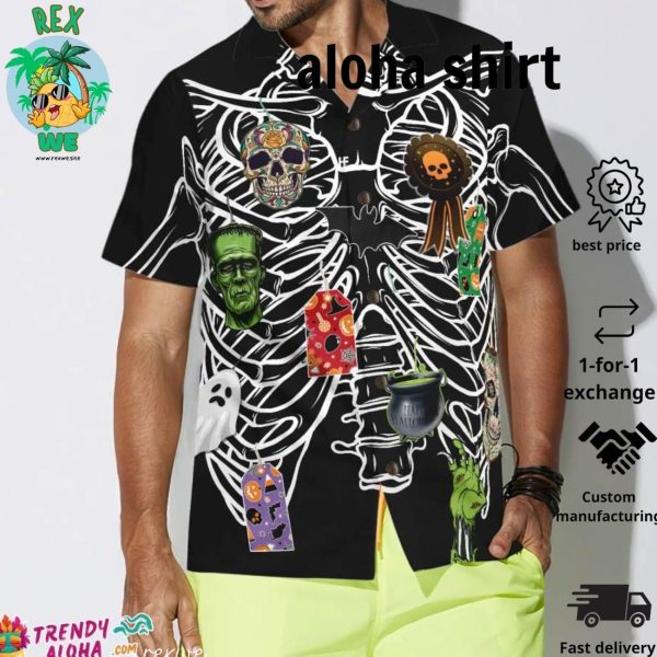 Skeleton Decorate Halloween Hawaiian Shirt Unique Halloween Shirt For Men And Women