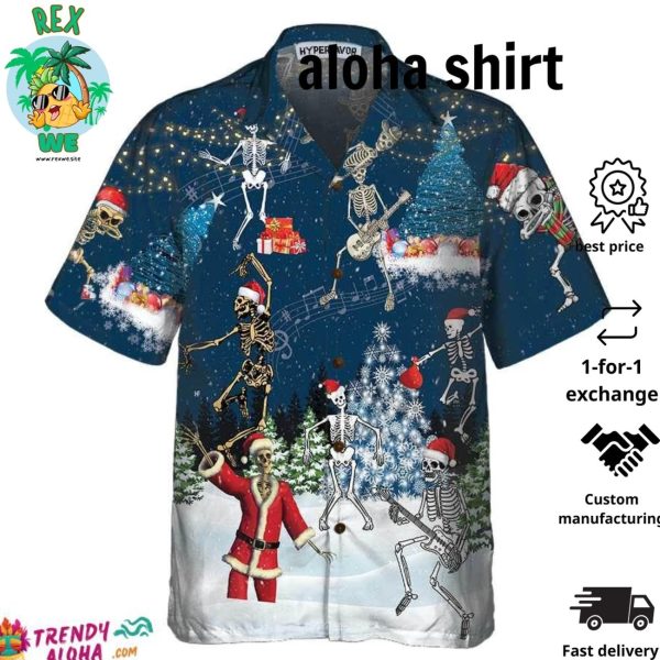 XRay Christmas Dancing Skeletons Hawaiian Shirt Funny Christmas Shirt Gift For Christmas